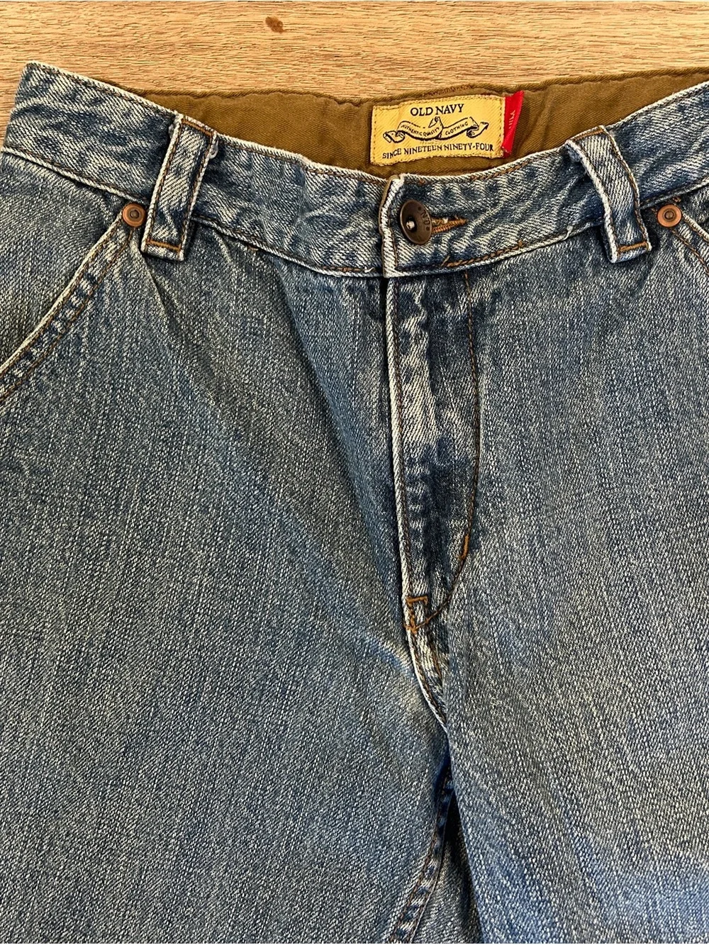 Vintage Old Navy Relaxed Denim Jeans with Knee Patches carpenter straight leg